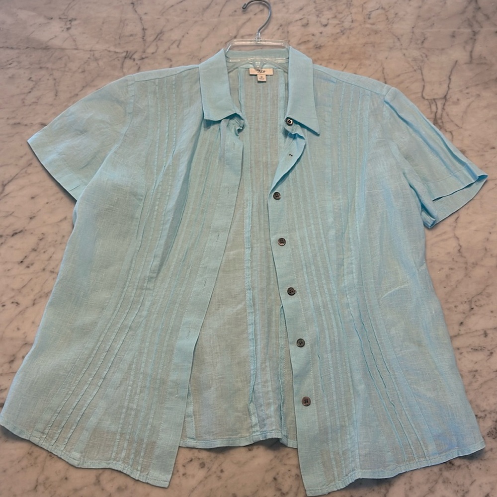 Light blue top